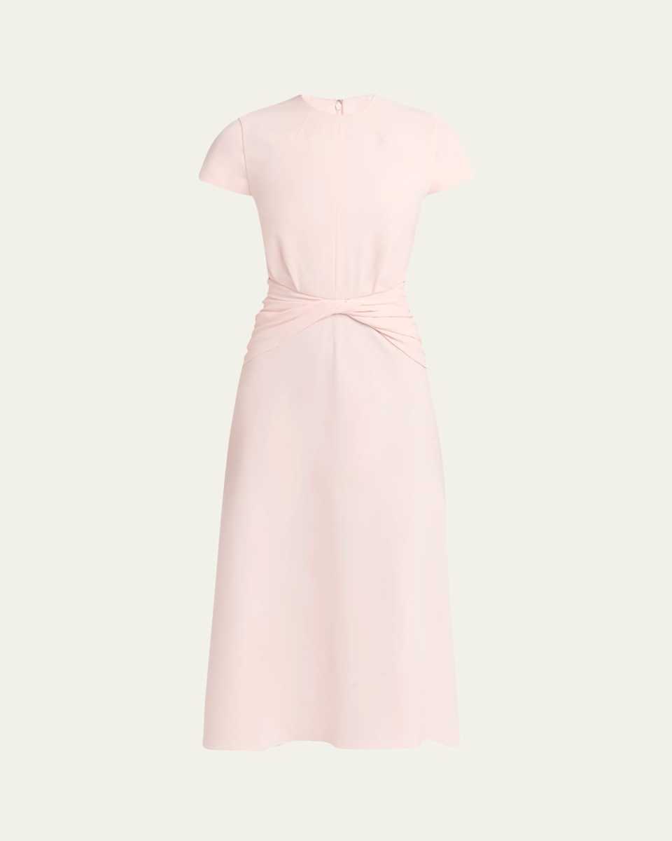 Twisted Waist Short-Sleeve Midi Dress